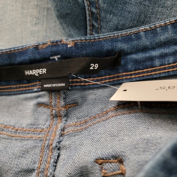 Harper Frayed Step Hem Embroidered Cutoff Denim Jean Shorts - Picture 13 of 16